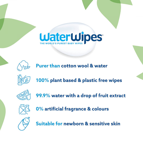 WaterWipes Baby Wipes 4x60 Pack Sensitive Newborn Biodegradable Unscented, 99.9% water (240 Wet Wipes)