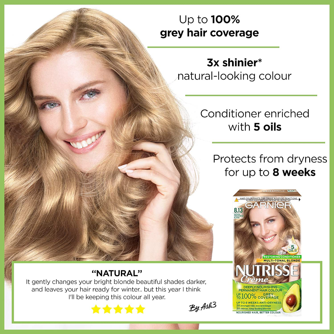 Garnier Nutrisse 8.13 Natural Medium Beige Blonde Garnier Nutrisse 8.13 Natural Medium Beige Blonde