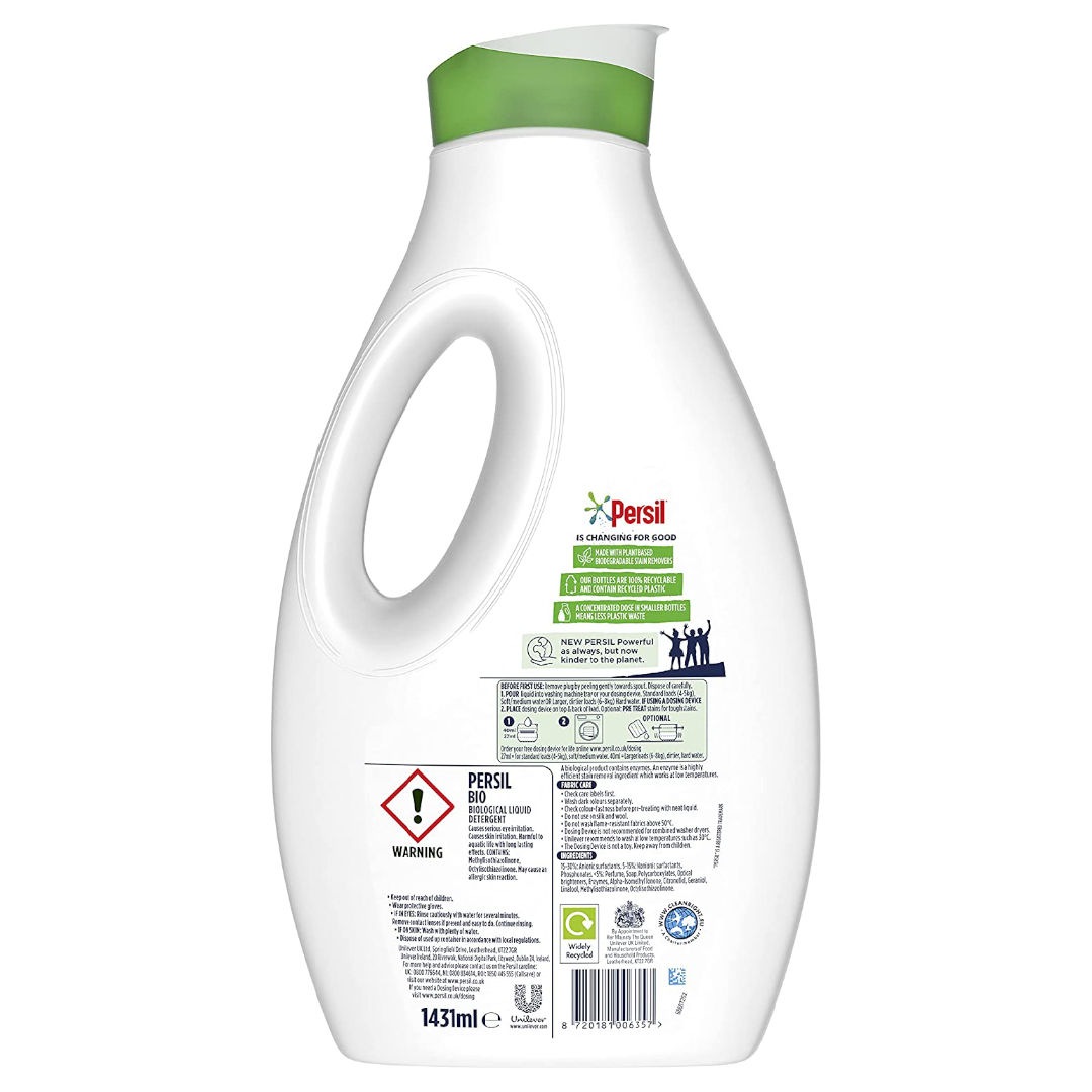 Persil Bio 100% recyclable bottle Laundry Washing Liquid Detergent tough on stains Persil Bio 100% recyclable bottle Laundry Washing Liquid Detergent tough on stains