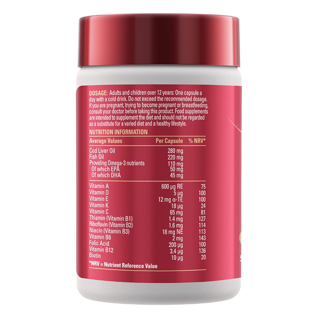 Cod Liver Oil Fish Oil Plus 30 Capsules Back