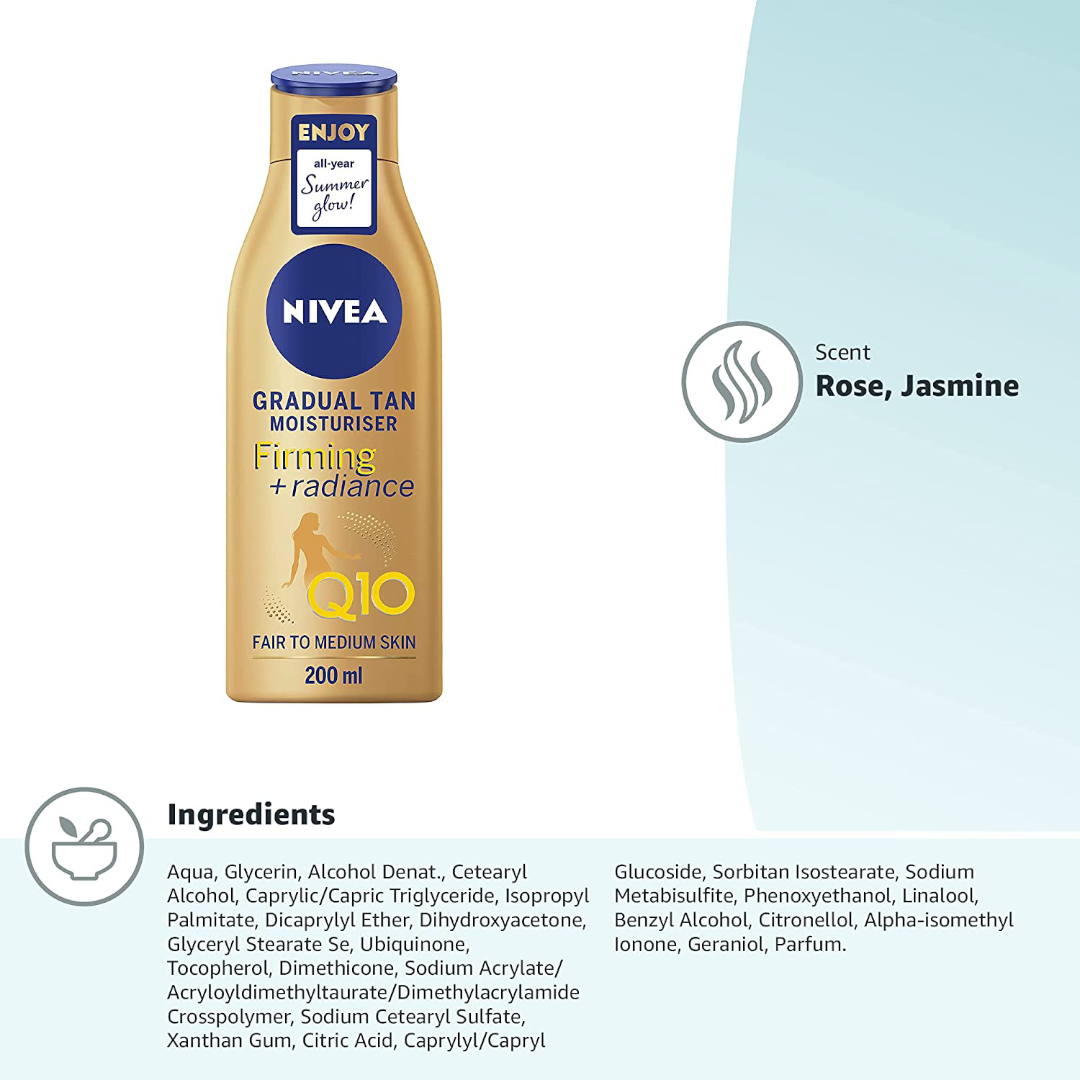 NIVEA Q10 Firming + Radiance Gradual Tan 200 ML NIVEA Q10 Firming + Radiance Gradual Tan 200 ML