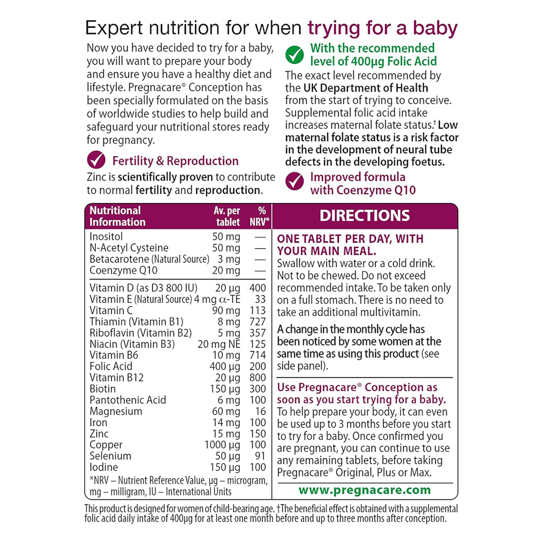 Vitabiotics Pregnacare Conception Tablets Pack of 30 Vitabiotics Pregnacare Conception Tablets Pack of 30