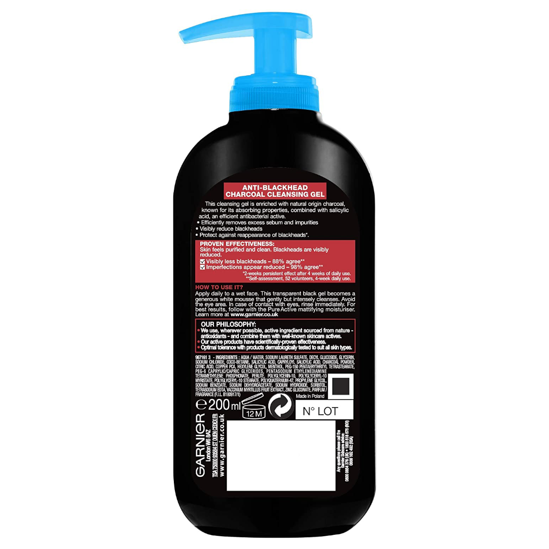 Pure Active Intensive Anti-Blackhead Charcoal Gel Wash 200ml Pure Active Intensive Anti-Blackhead Charcoal Gel Wash 200ml