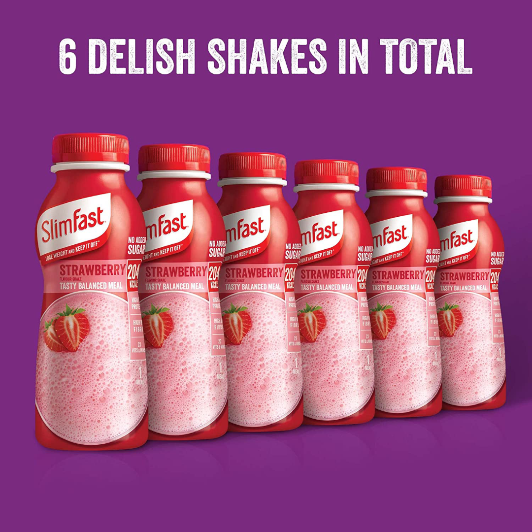 SlimFast Ready To Drink Shake Strawberry Flavour, 6 x 325 ml Multipack SlimFast Ready To Drink Shake Strawberry Flavour, 6 x 325 ml Multipack