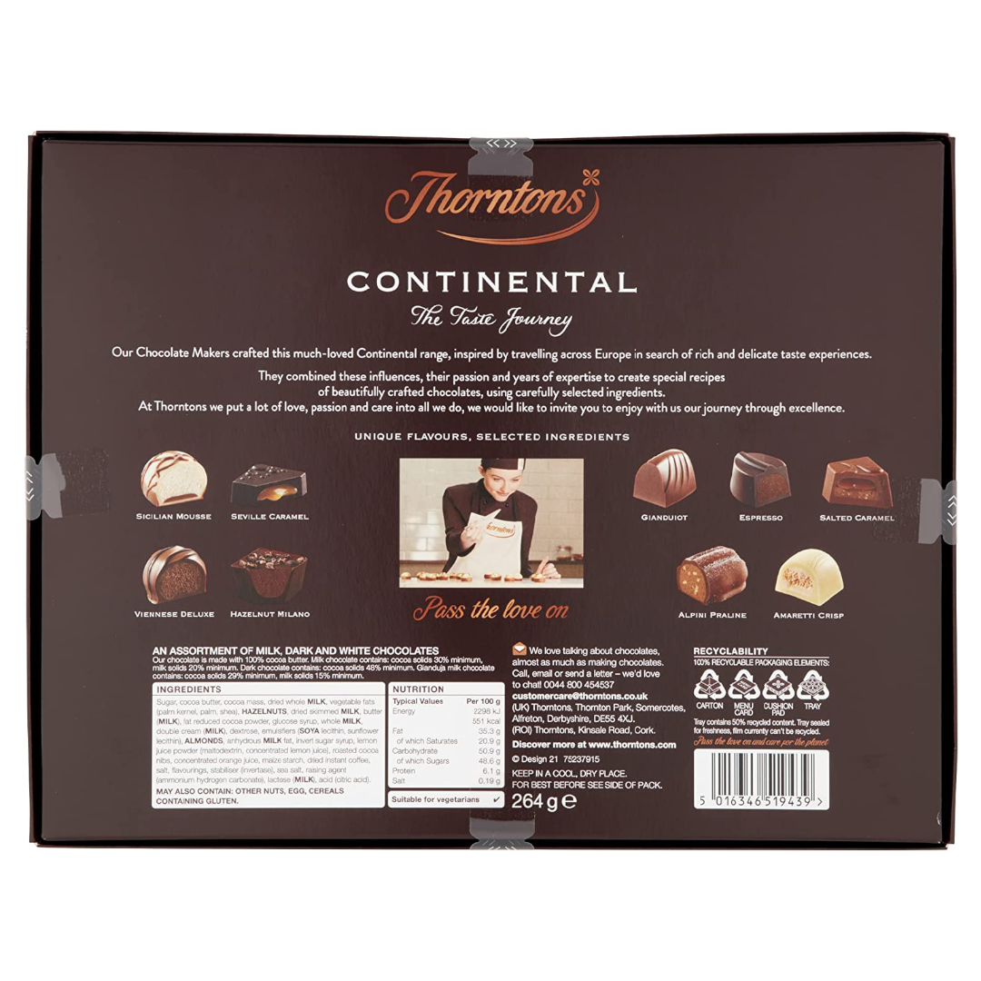 Thorntons Continental Assorted Chocolate Gift Box 264 G Thorntons Continental Assorted Chocolate Gift Box 264 G