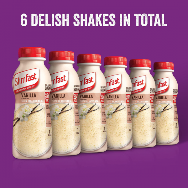 SlimFast Ready To Drink Shake Vanilla Flavour, 6 x 325 ml Multipack