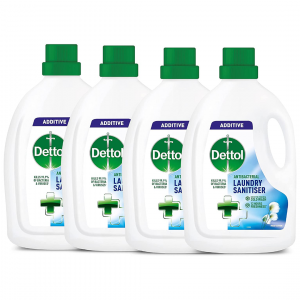 Dettol Antibacterial Laundry Cleanser Additive, Fresh Cotton, Multipack of 4 x 1.5 Litre