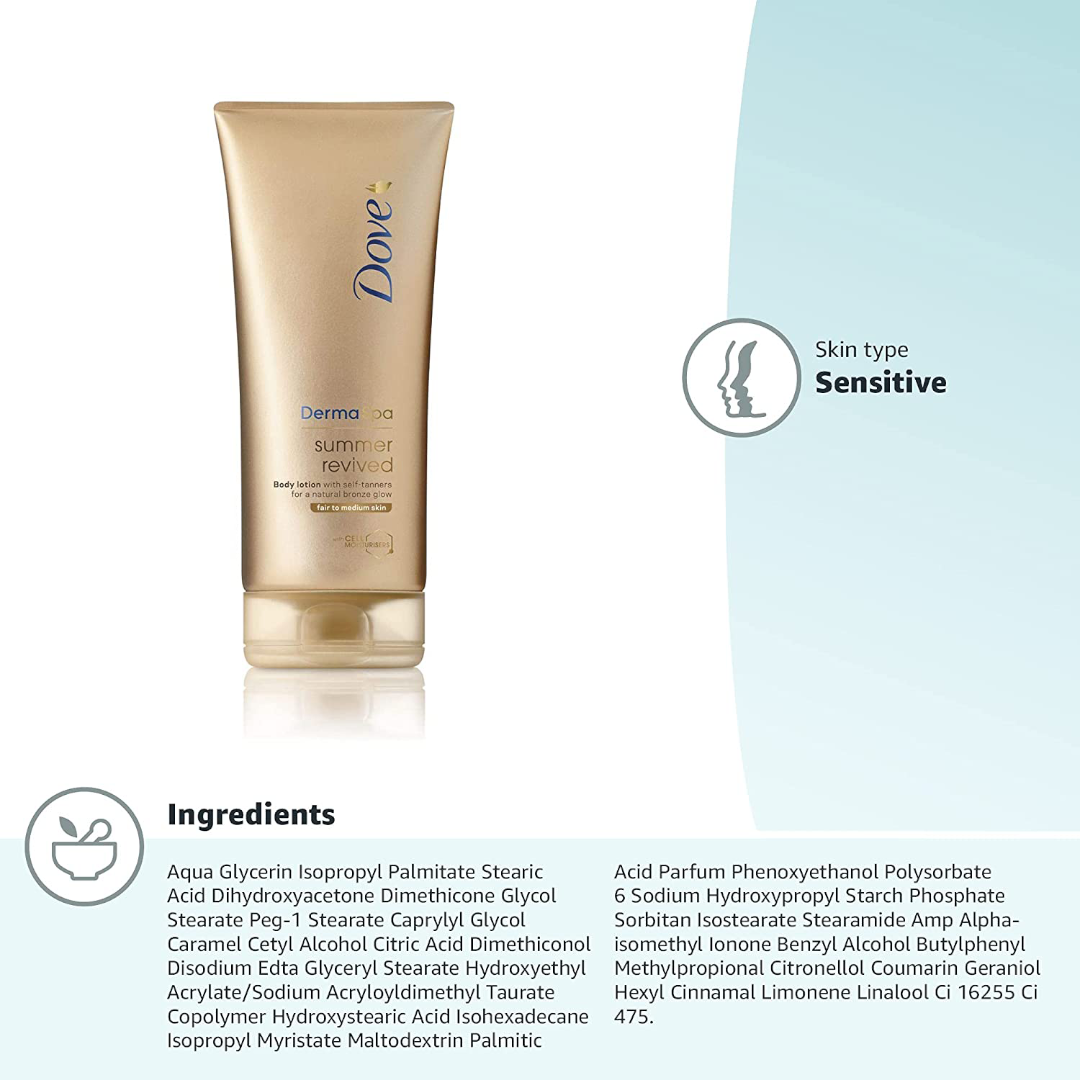 Dove DermaSpa Summer Revived Fair to Medium Self Tanning Body Lotion 200 ml Dove DermaSpa Summer Revived Fair to Medium Self Tanning Body Lotion 200 ml