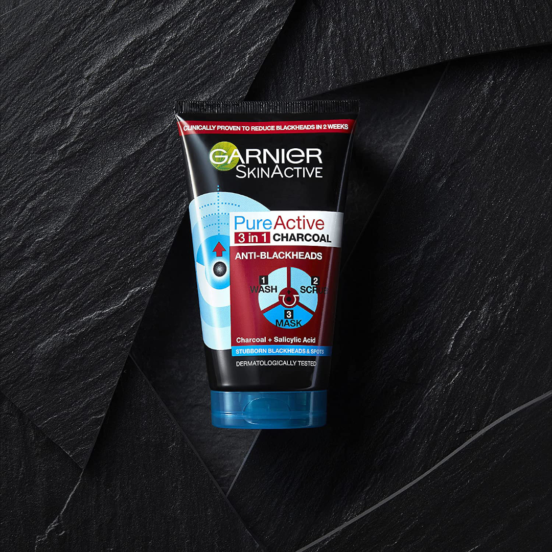 Garnier Pure Active 3in1 Charcoal Anti-Blackhead Mask Wash Scrub 150ML Garnier Pure Active 3in1 Charcoal Anti-Blackhead Mask Wash Scrub 150ML