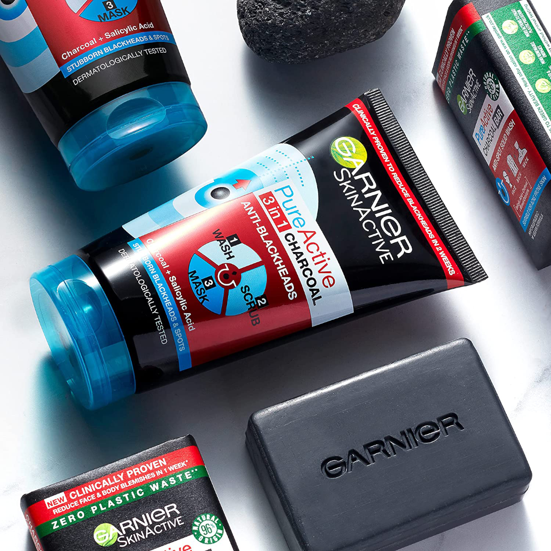 Garnier Pure Active 3in1 Charcoal Anti-Blackhead Mask Wash Scrub 150ML 6 Garnier Pure Active 3in1 Charcoal Anti-Blackhead Mask Wash Scrub 150ML