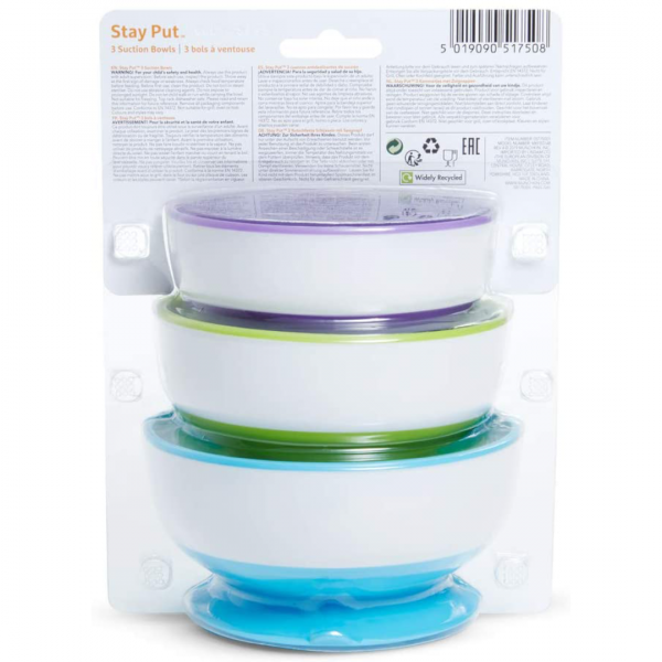 Munchkin Stay Put Suction Bowls with Strong Suction Pack of 3