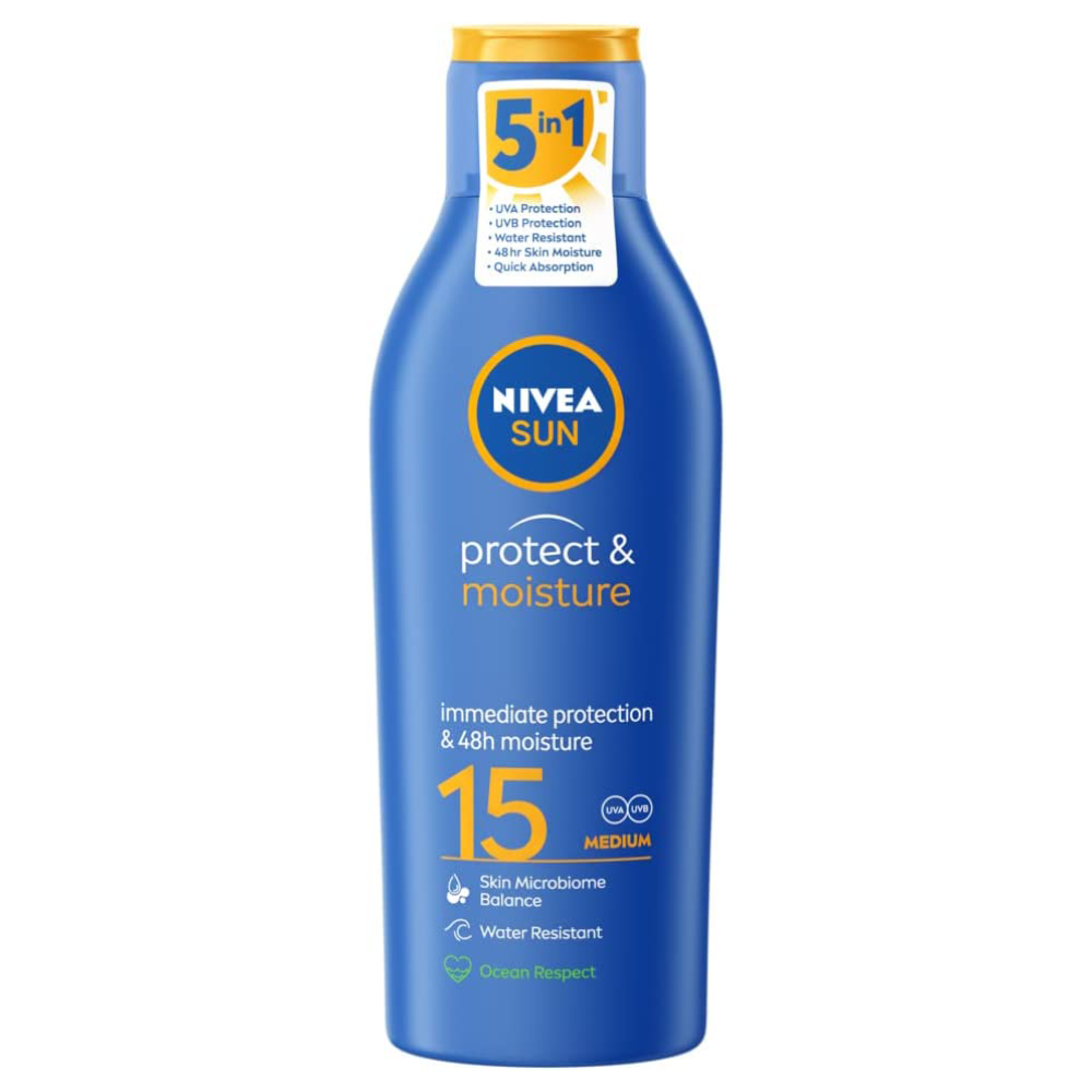 NIVEA SUN Protect & Moisture Sun Lotion SPF 15 200 ml | D-N Mart NIVEA SUN Protect & Moisture Sun Lotion SPF 15 200 ml | D-N Mart