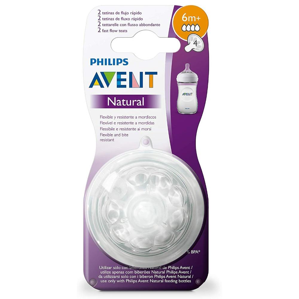Philips Avent Natural Teat Anti-Colic Pack of 2 Rapid Flow