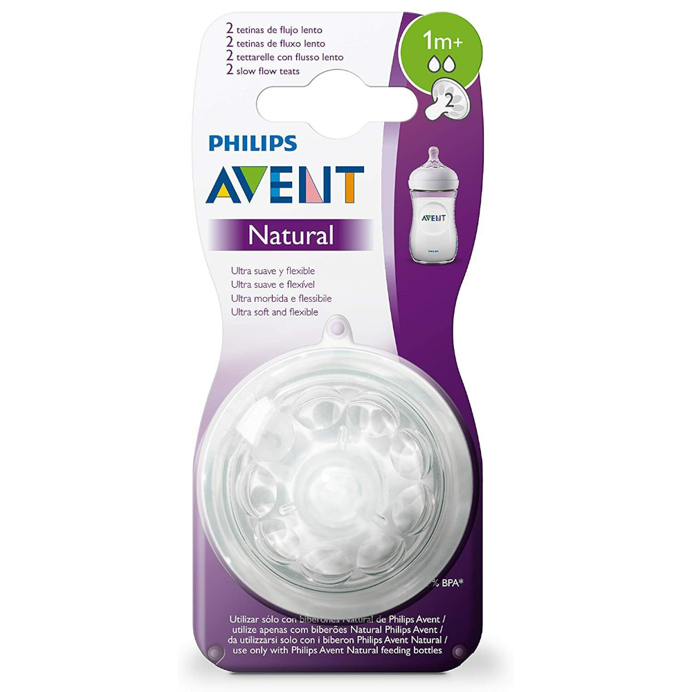 Philips Avent Natural Teat Anti-Colic Pack of 2 Slow Flow Philips Avent Natural Teat Anti-Colic Pack of 2 Slow Flow