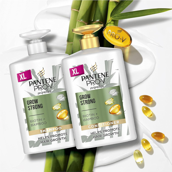 Pantene Grow Strong Shampoo with Biotin and Bamboo 1L